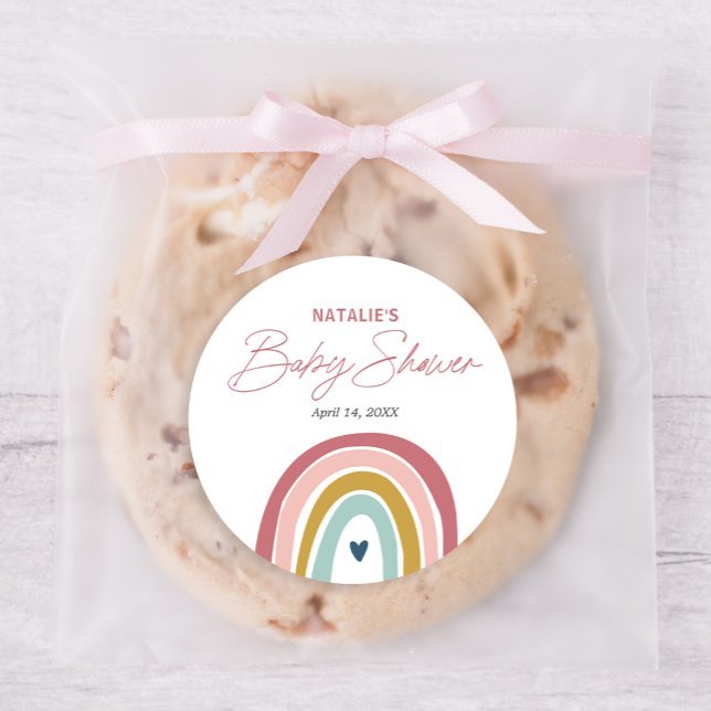 Sticker Rond Baby shower bleu rose arc-en-ciel (Créateur téléchargé)