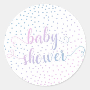 Sticker Rond Baby shower bleu rose Confetti, neutre genre