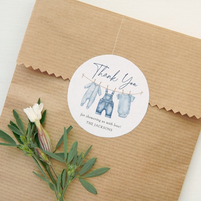 Sticker Rond Baby shower Blue Jean Denim (Créateur téléchargé)