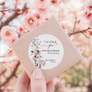 Sticker Rond Baby shower bohème minimaliste moderne Fleur sauva