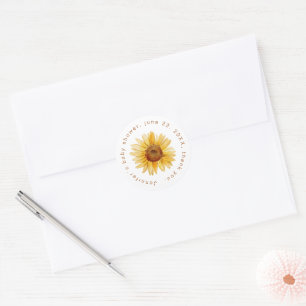 Sticker Rond Baby Shower Bohème Tournesol Naturel