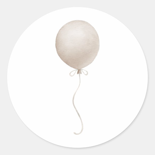 Sticker Rond Baby shower Boho Ballot Beige Moderne (Devant)
