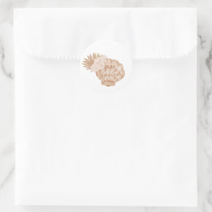 Sticker Rond Baby shower Boho Seashell