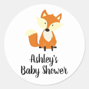 Sticker Rond Baby shower boisé de mûre Fox