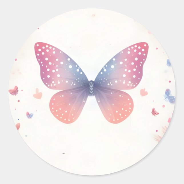 Sticker Rond Baby shower Bug Boho Soft Glow Live Butterfly (Devant)