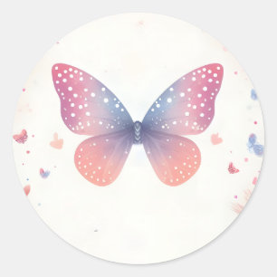 Sticker Rond Baby shower Bug Boho Soft Glow Live Butterfly