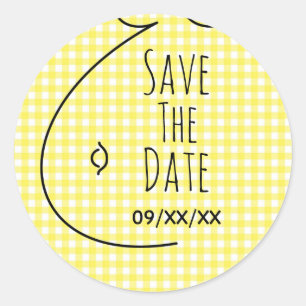 Sticker Rond Baby shower Bump Plaid Jaune Bump Enregistrer La D