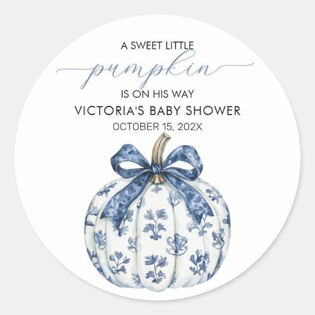 Sticker Rond Baby shower Calabaza pequeña en el camino del niño (Devant)