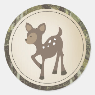 Sticker Rond Baby shower Camo de Cerfs-Bébés