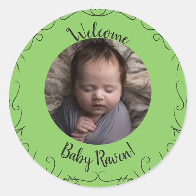 Sticker Rond Baby shower Casquette sorcière Halloween (Devant)