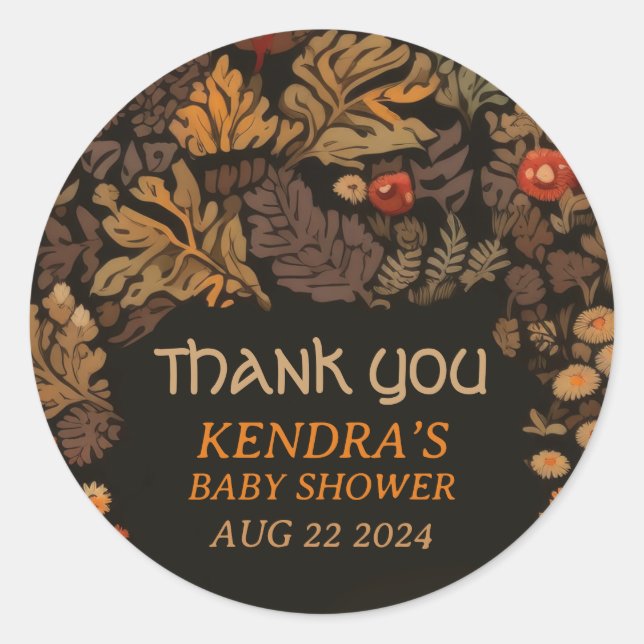 Sticker Rond Baby shower champignons champignon (Devant)