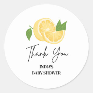 Sticker Rond Baby shower citron aquarelle