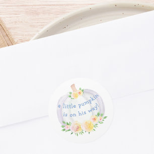 Sticker Rond Baby shower citrouille Boys