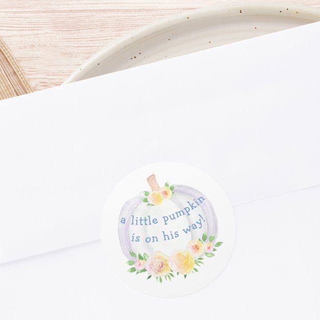 Sticker Rond Baby shower citrouille Boys (Créateur téléchargé)