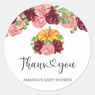 Sticker Rond Baby shower citrouille de Bourgogne, merci