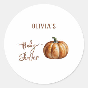 Sticker Rond Baby shower Citrouille de Fall Little