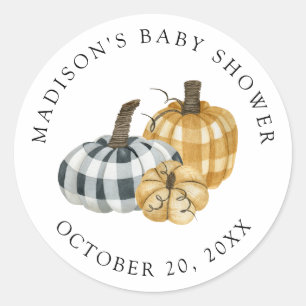 Sticker Rond Baby shower Citrouille Rustique