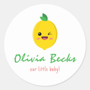Sticker Rond Baby shower Citrus Lemon