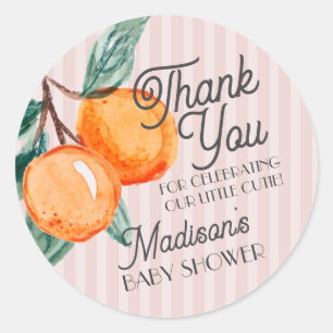Sticker Rond Baby shower Citrus Petit Cutie Rose Favoriser