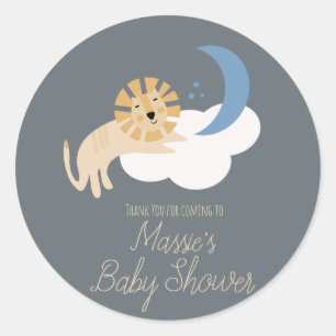 Sticker Rond Baby shower Cloud Lion Moon