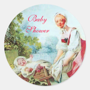 STICKER ROND BABY SHOWER COLORÉ