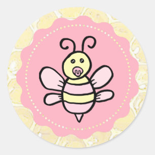 Sticker Rond Baby shower d'abeilles miel de fille mignonne