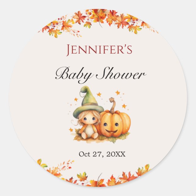 Sticker Rond Baby shower d'action de grâce de la Citrouille d'H (Devant)