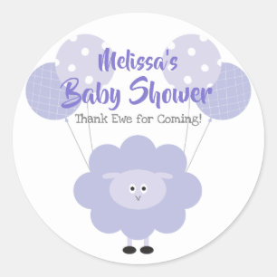 Sticker Rond Baby shower d'agneau mou Merci doux
