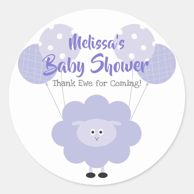 Sticker Rond Baby shower d'agneau mou Merci doux (Devant)