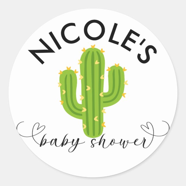 Sticker Rond Baby shower d'amour Fiesta Cactus Coeur Jaune (Devant)