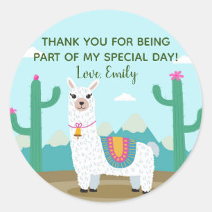 Sticker Rond Baby shower d'anniversaire Alpaca cadeau de faveur