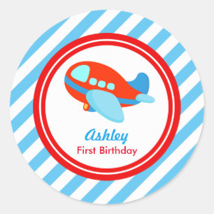 Sticker Rond Baby shower d'anniversaire d'avion