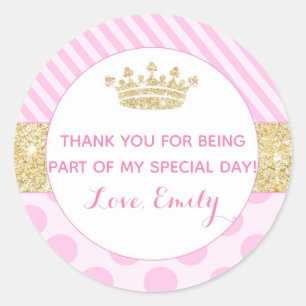 Sticker Rond Baby shower d'anniversaire de princesse cadeau fav
