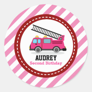 Sticker Rond Baby shower d'anniversaire du camion de moteur à f