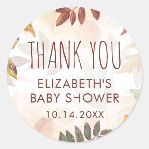 Sticker Rond Baby shower d'aquarelle automne-feuillage