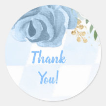 Baby shower d'aquarelle bleu or Floral Merci
