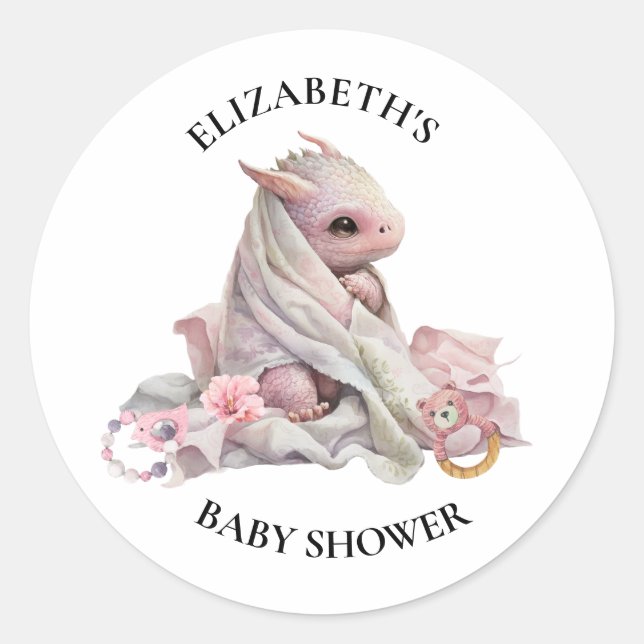 Sticker Rond Baby shower d'aquarelle Blue Dragon (Devant)