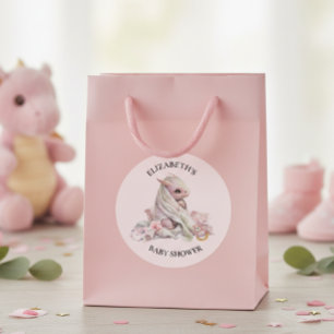 Sticker Rond Baby shower d'aquarelle Blue Dragon