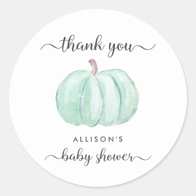 Sticker Rond Baby shower d'aquarelle de la Monnaie citrouille M (Devant)