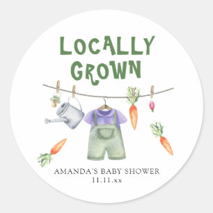 Sticker Rond Baby shower d'aquarelle de légumes cultivés locale