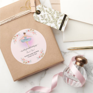 Sticker Rond Baby shower d'aquarelle floral Twirling