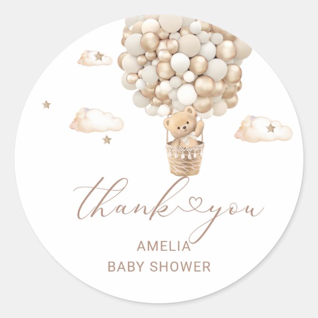 Sticker Rond Baby shower d'aquarelle moderne Teddy Bear (Devant)