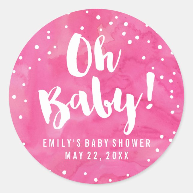 Sticker Rond Baby shower d'aquarelle rose bébé (Devant)