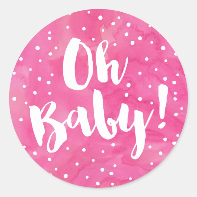 Sticker Rond Baby shower d'aquarelle rose bébé (Devant)
