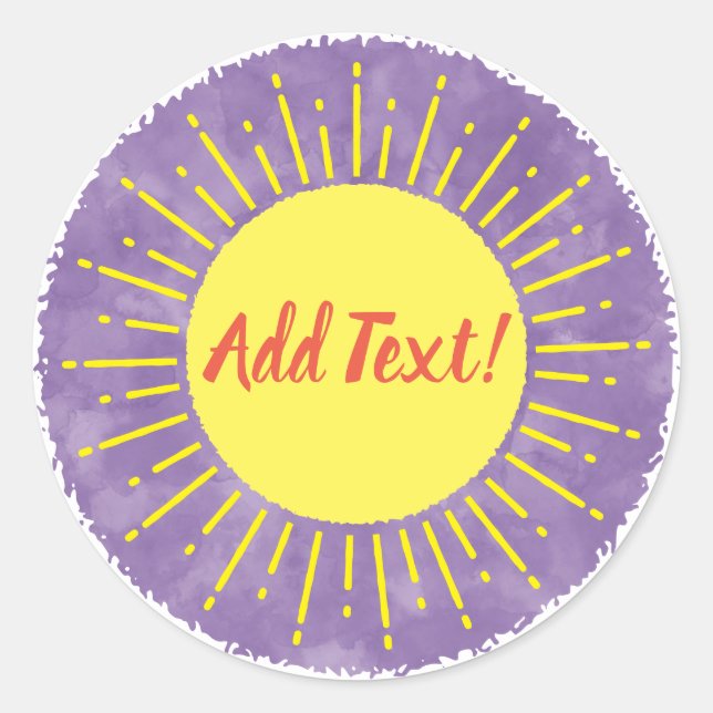 Sticker Rond Baby shower d'aquarelle Sunshine Arrière - plan pe (Devant)