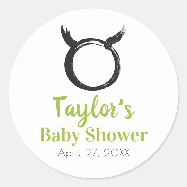 Sticker Rond BABY SHOWER d'astrologie de printemps TAURUS Bull  (Devant)