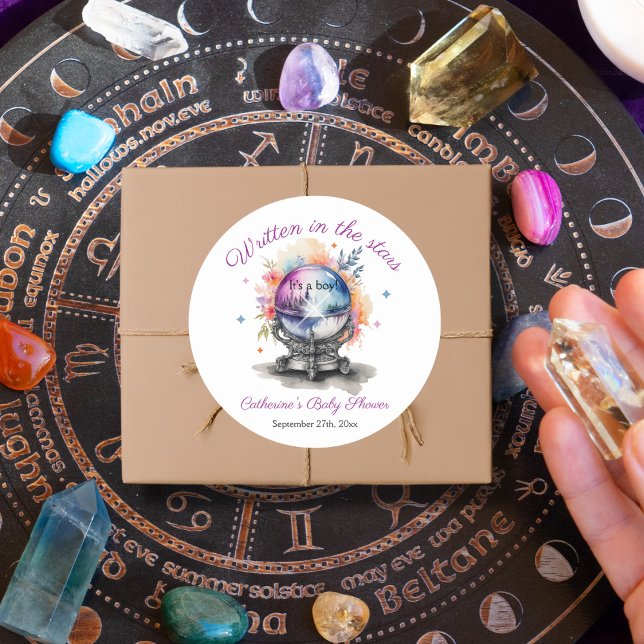Sticker Rond Baby shower d'astrologie du cristal céleste (Créateur téléchargé)