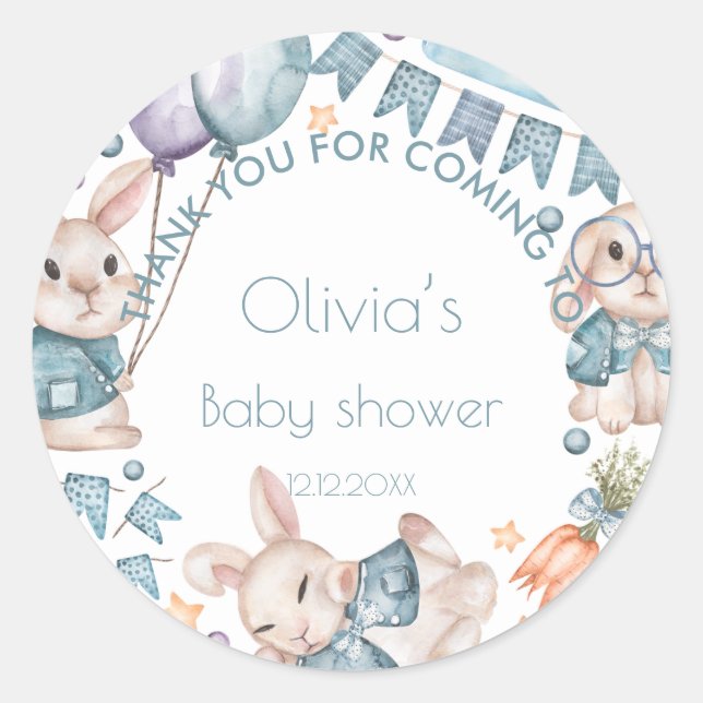 Sticker Rond Baby shower d'attente de l'ours en peluche  d'atte (Devant)