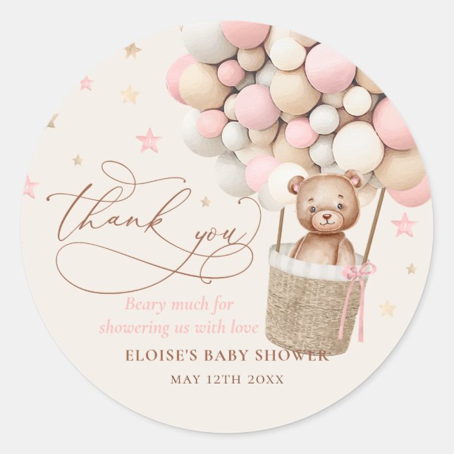 Sticker Rond Baby shower d'attente de l'ours en peluche  d'atte (Devant)