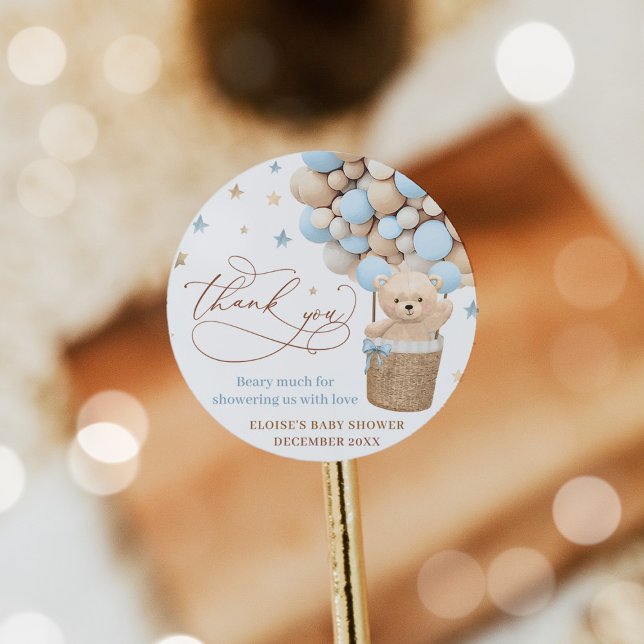 Sticker Rond Baby shower d'attente de l'ours en peluche  d'atte (Créateur téléchargé)